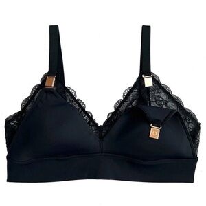 Davin & Adley Ella Plus Size Nursing Pumping Bra Size 3x Busty Black With Lace